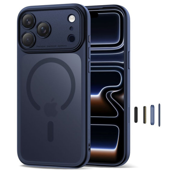 Coque MagPeak MagSafe CC pour iPhone 17 Pro, Matte Deep Blue, Tech-Protect