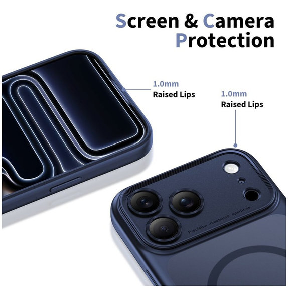 Coque MagPeak MagSafe CC pour iPhone 17 Pro, Matte Deep Blue, Tech-Protect