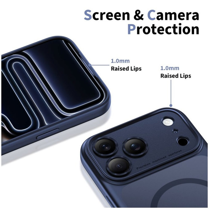 Coque MagPeak MagSafe CC pour iPhone 17 Pro, Matte Deep Blue, Tech-Protect