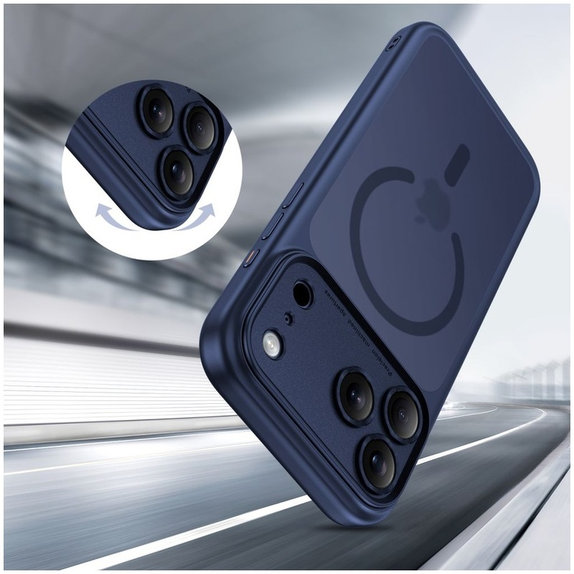 Coque MagPeak MagSafe CC pour iPhone 17 Pro, Matte Deep Blue, Tech-Protect