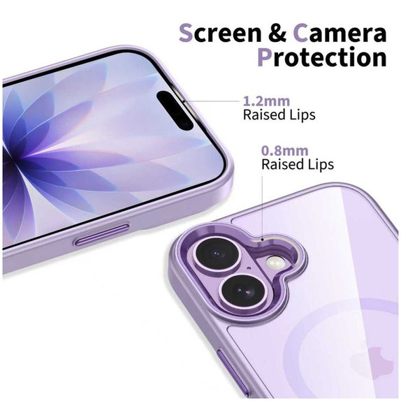 Coque MagMat MagSafe pour iPhone 17, Lavender/Clear, Tech-Protect
