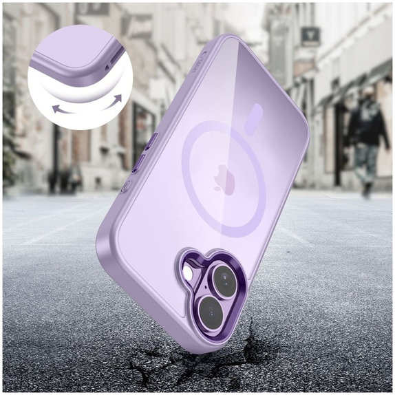 Coque MagMat MagSafe pour iPhone 17, Lavender/Clear, Tech-Protect