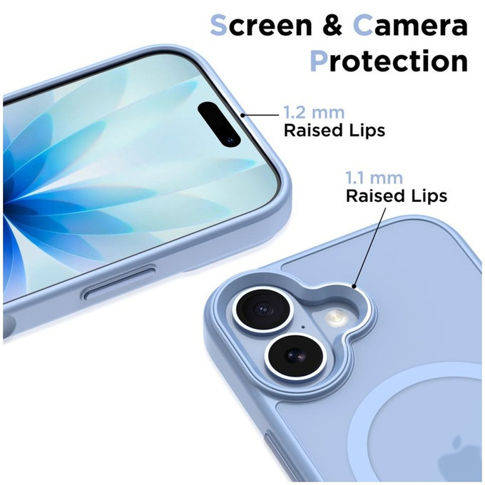 Coque MagMat MagSafe pour iPhone 17, Matte Mist Blue, Tech-Protect