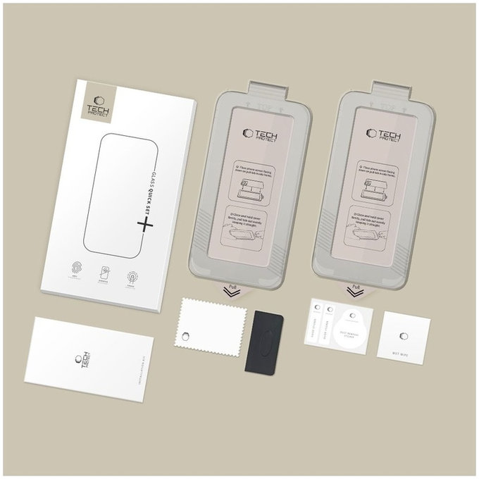 Verre trempé Quick Set+ 2-Pack pour Samsung S26, Black, Tech-Protect