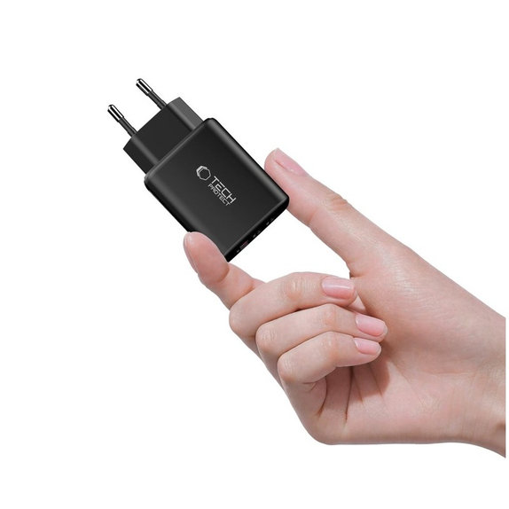 Chargeur secteur NCA65W-GAN 3-PORT PD 65W / QC3.0, noire, Tech-Protect
