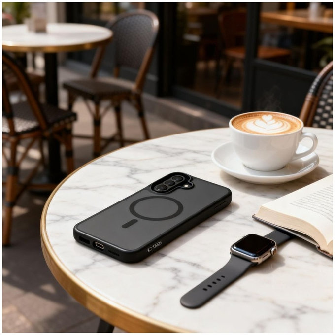 Coque de protection MagMat MagSafe pour Samsung A57 5G, Matte Black, Tech-Protect