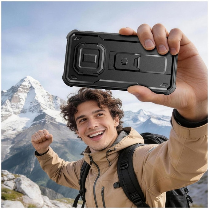 Coque Kevlar Cam+ avec 2 cadres avant pour Xiaomi Redmi Note 15 Pro 5G, noir, Tech-Protect