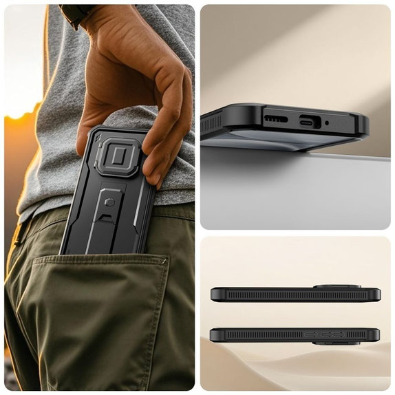 Coque Kevlar Cam+ avec 2 cadres avant pour Xiaomi Redmi Note 15 Pro 5G, noir, Tech-Protect