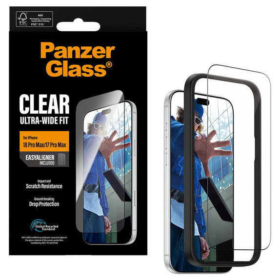 Verre trempé UWF avec applicateur pour iPhone 18 Pro Max/17 Pro Max, Noir, PanzerGlass