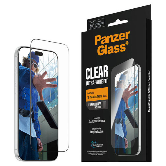 Verre trempé UWF avec applicateur pour iPhone 18 Pro Max/17 Pro Max, Noir, PanzerGlass