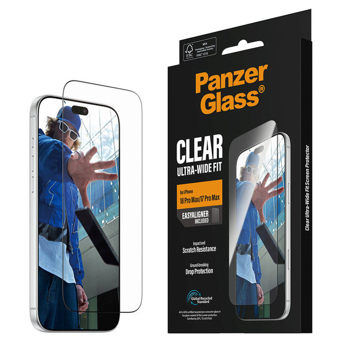 Verre trempé UWF avec applicateur pour iPhone 18 Pro Max/17 Pro Max, Noir, PanzerGlass