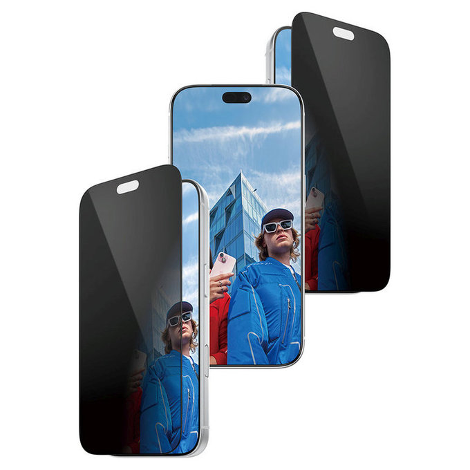 Verre trempé UWF 2-Way Privacy avec applicateur pour iPhone 18 Pro, Noir, PanzerGlass