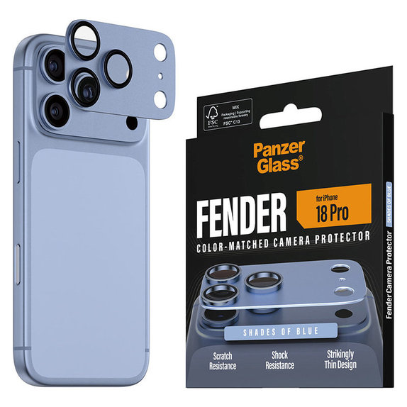 Protection d'objectif Fender pour iPhone 18 Pro, Italian Blue, PanzerGlass