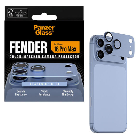 Protection d'objectif Fender pour iPhone 18 Pro Max, Italian Blue, PanzerGlass
