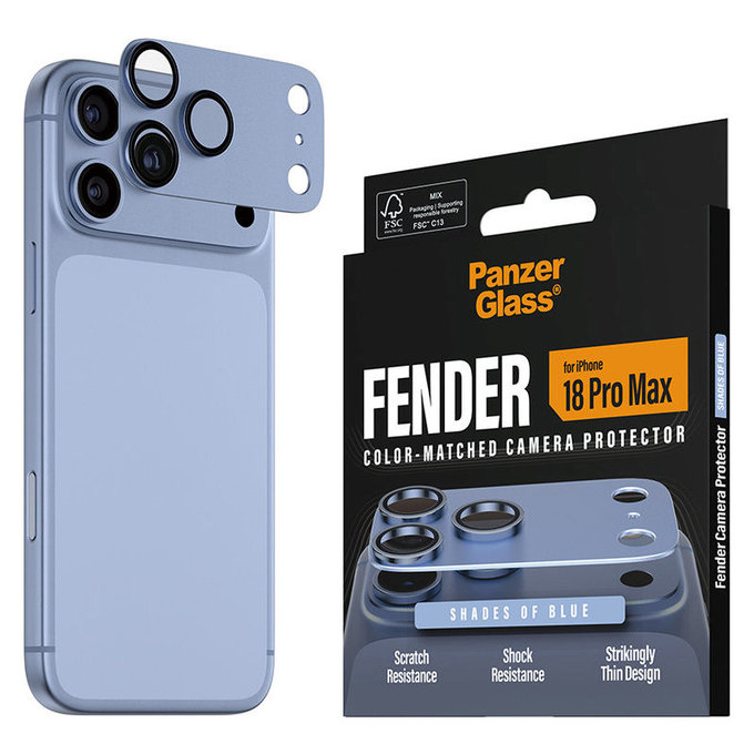 Protection d'objectif Fender pour iPhone 18 Pro Max, Italian Blue, PanzerGlass