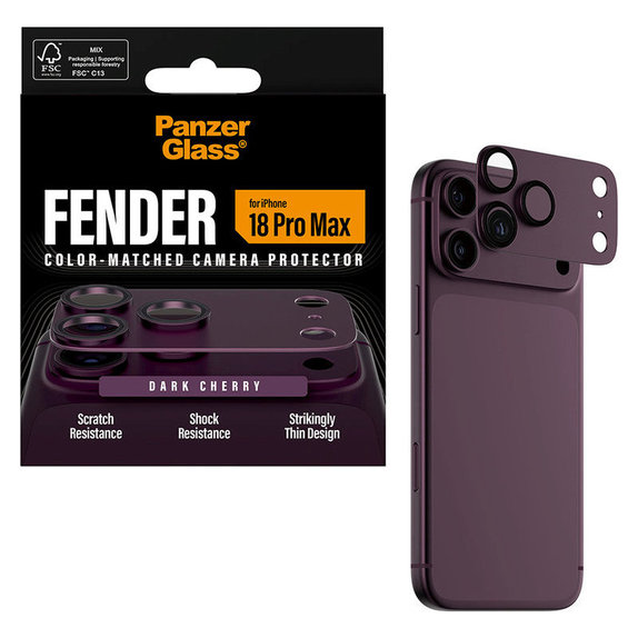 Protection d'objectif Fender pour iPhone 18 Pro Max, Dark Cherry, PanzerGlass
