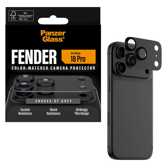 Protection d'objectif Fender pour iPhone 18 Pro, Shades of Grey, PanzerGlass