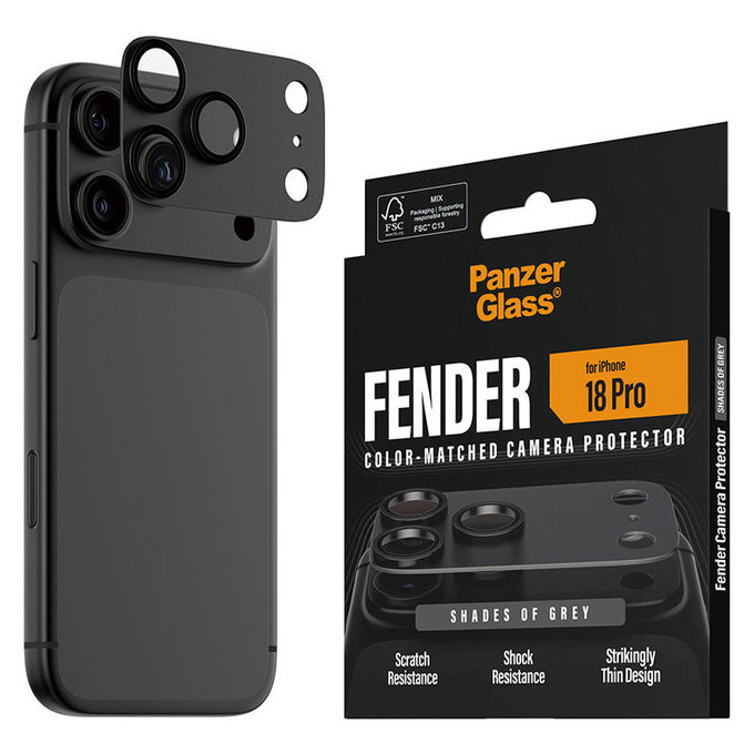 Protection d'objectif Fender pour iPhone 18 Pro, Shades of Grey, PanzerGlass