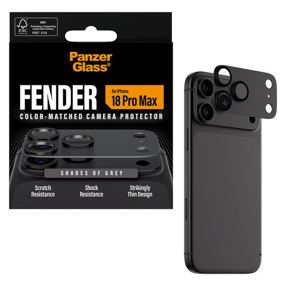 Protection d'objectif Fender pour iPhone 18 Pro Max, Shades of Grey, PanzerGlass