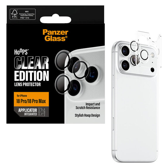 Protection d’objectif photo Hoops pour iPhone 18 Pro/18 Pro Max, Transparent, PanzerGlass