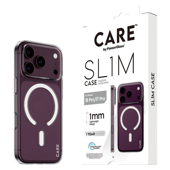Étui SL1M avec MagSAFE pour iPhone 18 Pro/17 Pro/16e, Transparent, PanzerGlass