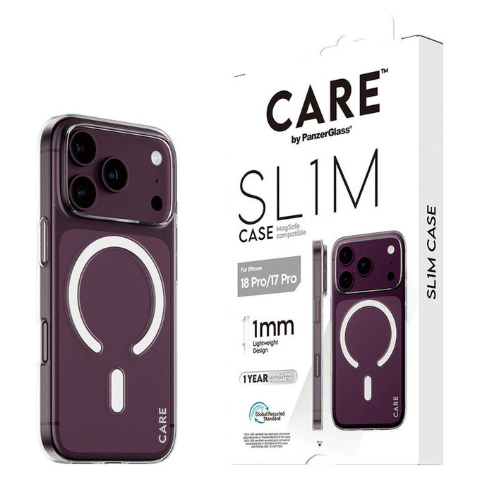 Étui SL1M avec MagSAFE pour iPhone 18 Pro/17 Pro/16e, Transparent, PanzerGlass