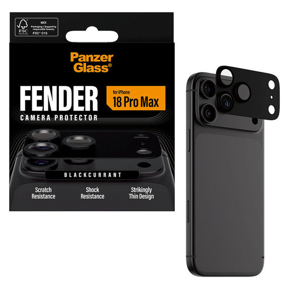 Protection d'objectif Fender pour iPhone 18 Pro Max, Black Currant Currant, PanzerGlass