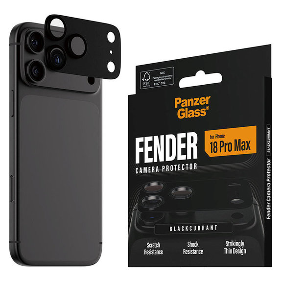 Protection d'objectif Fender pour iPhone 18 Pro Max, Black Currant Currant, PanzerGlass