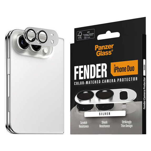 Protection d'objectif Fender pour iPhone Duo, Blanc, PanzerGlass