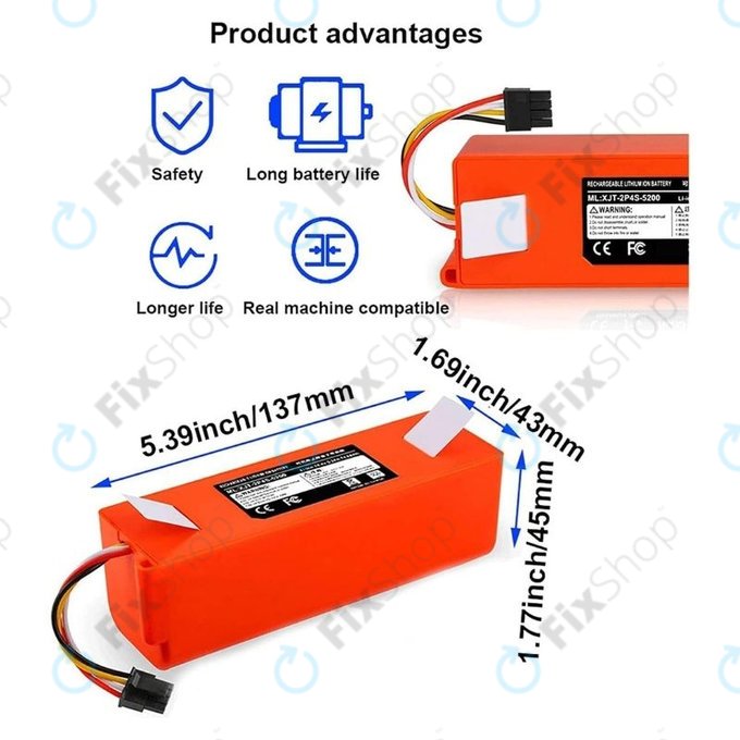 Xiaomi Roborock-series, Mi Robot Vacuum Mop 1S, Xiaowa-series - Batterie BRR-2P4S-5200S Li-Ion 5200mAh