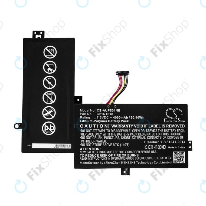 Batterie pour Asus VivoBook Flip TP501, TP501UA, 4000mAh, Li-Pol, 7.6V, C21N1518, HQ