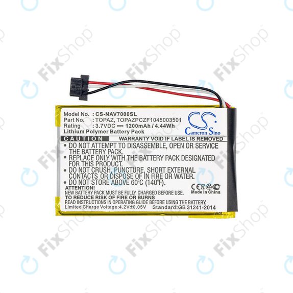 Batterie pour Navigon 70, 1200mAh, Li-Pol, 3.7V, Topaz, HQ
