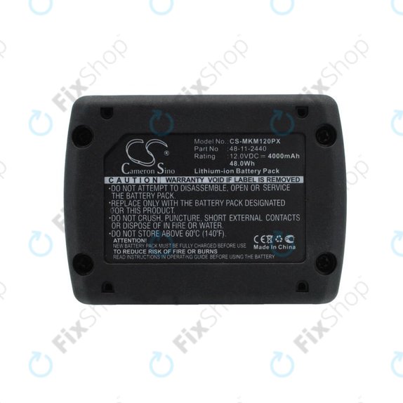 Batterie pour Milwaukee M12 B4 Redlithium, 4000mAh, Li-Ion, 12V, 48-11-2440, HQ