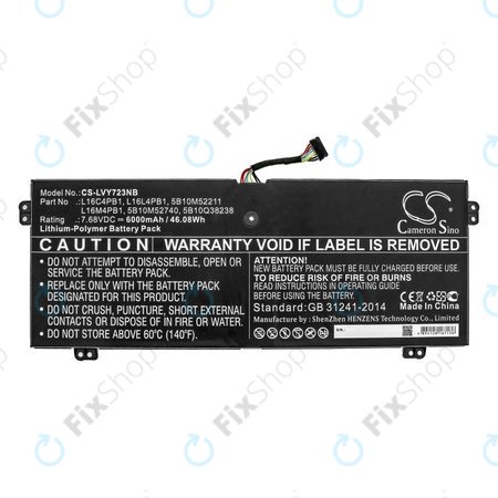 Chargeur pour Lenovo Yoga 720-13, 730-13, 6000mAh, Li-Pol, 7.68V, L16L4PB1, HQ
