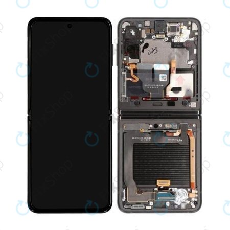 Samsung Galaxy Z Flip 3 F711B - Écran LCD + Écran Tactile + Cadre (Noir Phantom) - GH82-26273A, GH82-27243A, GH82-27244A Genuine Service Pack
