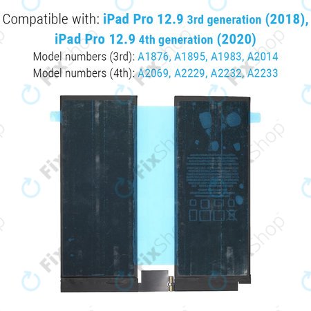 Apple iPad Pro 12.9 (3e génération 2018, 4e génération 2020) - Batterie 9 720 mAh
