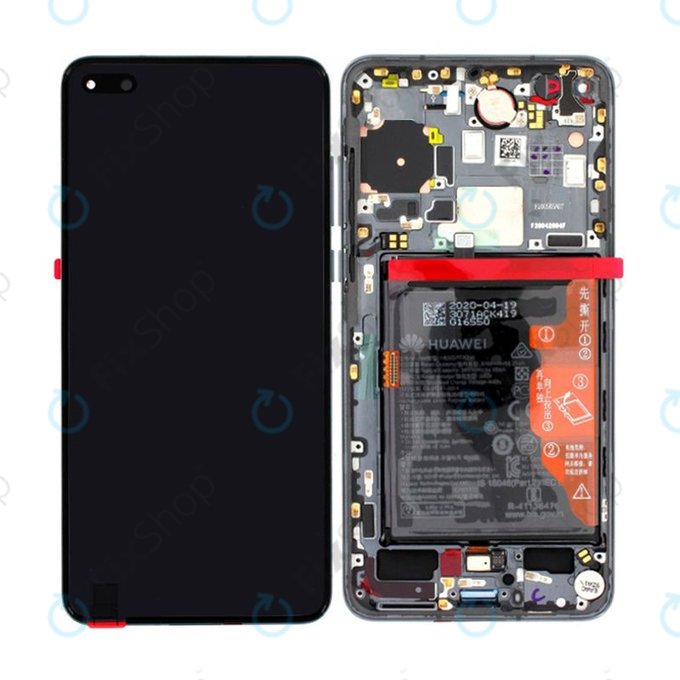 Huawei P40 - Écran LCD + Écran tactile + Cadre + Batterie + Capteur d'empreintes digitales (Noir) - 02353MFA