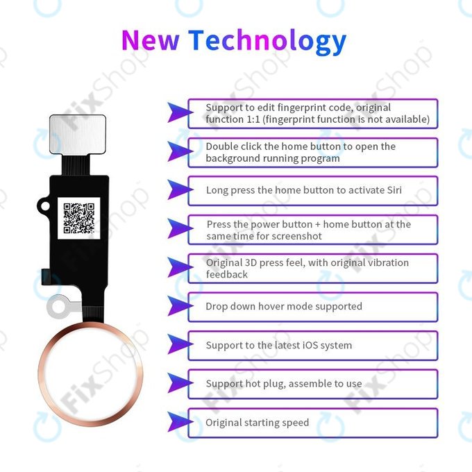 Apple iPhone 7, 7 Plus, 8, 8 Plus, SE (2020), SE (2022) - Bouton Home JCID 7 Gen (Gris sidéral, Noir)