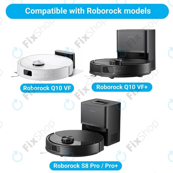 Kit de pièces de rechange pour Xiaomi Roborock Q10 VF, Q10 VF+, S8 Pro, S8 Pro Plus (2x Brosse principale, 4x Filtre, 4x Brosse latérale, 4x Chiffon de vadrouille, 4x Sac à poussière)