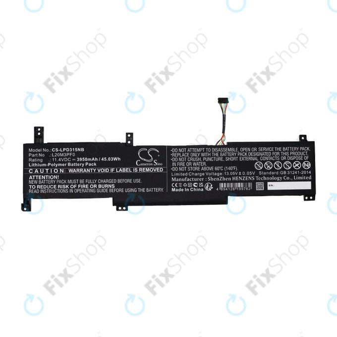 Batterie pour Lenovo IdeaPad 3-series, 3950mAh, Li-Pol, 11.4V, L20M3PF0, HQ
