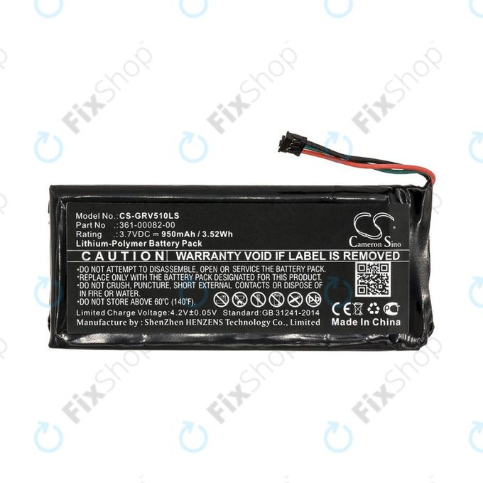 Batterie pour Garmin Varia TL, RTL510, Varia RTL501, 950mAh, Li-Pol, 3.7V, 361-00082-00, HQ