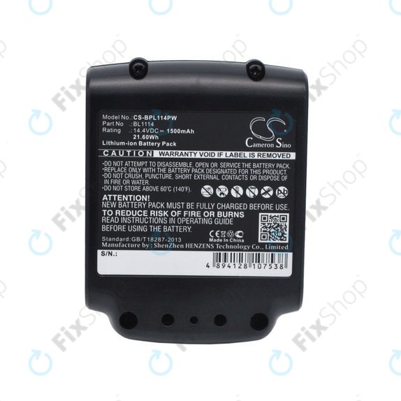 Batterie pour Black & Decker ASL146BT12A, LBXR16, SSL20SB, 1500mAh, Li-Ion, 14.4V, BL1114, HQ