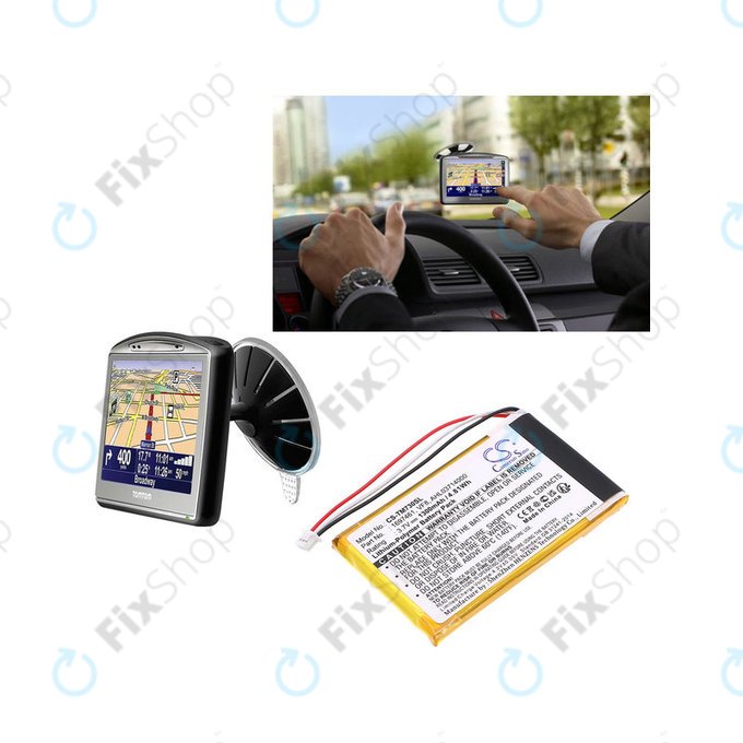 Batterie pour TomTom Go 530 Live, 630T, 720, 730T, 930T, 1697461, Li-Polymer, 3.7V, 1300mAh, HQ