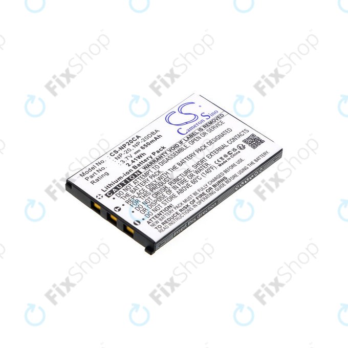 Batterie pour Casio Exilim Card Ex-S880, 650mAh, Li-Ion, 3.7V, NP-20, HQ