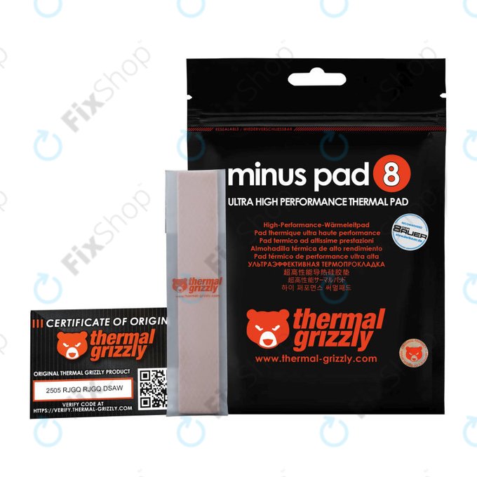 Pad thermique 120x20x1,5mm, Thermal Grizzly Minus Pad 8, 1pièce