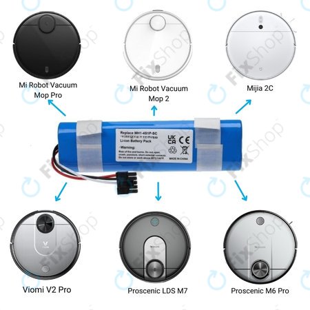 Xiaomi Mi Robot Vacuum Mop Pro (P), 2 (Mijia 2C), Viomi V2 Pro, Proscenic LDS M7 - Batterie STYJ02YM, MH1-4S1P-SC Li-Ion 3400mAh