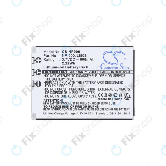 Batterie pour Agfa, Aosta, Avant, Benq, Minolta, Olympus, Polaroid, 600mAh, Li-Ion, 3.7V, Li-80B, HQ