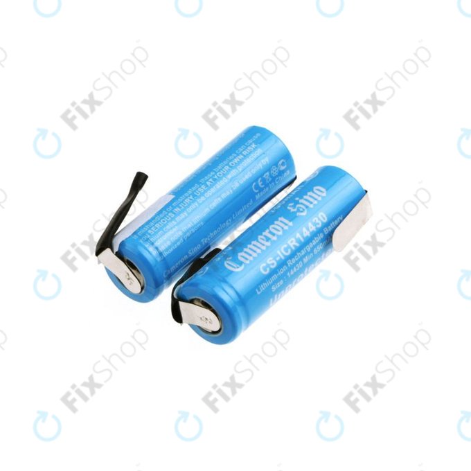 Batterie 14430 avec plaques de montage, 650mAh, Li-Ion, 3.7V, HQ