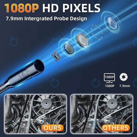Caméra endoscopique industrielle avec écran IPS 4,3", 10m