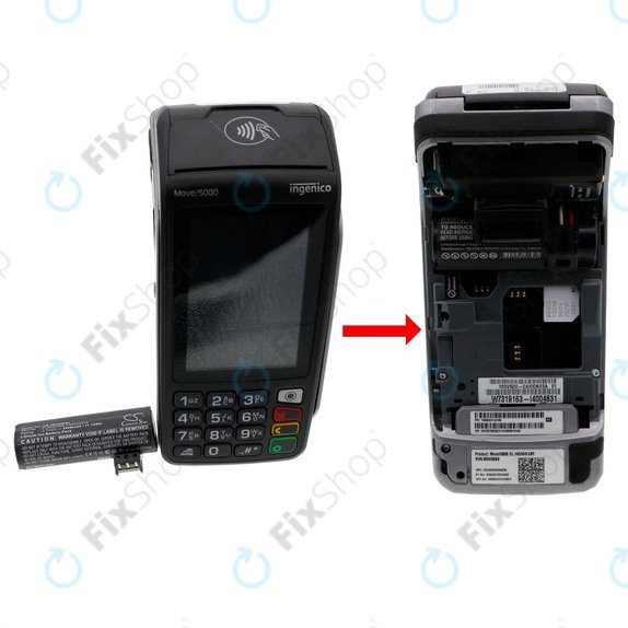 Batterie pour Ingenico Move 5000, 3000mAh, Li-Ion, 3.7V, F26402376, HQ
